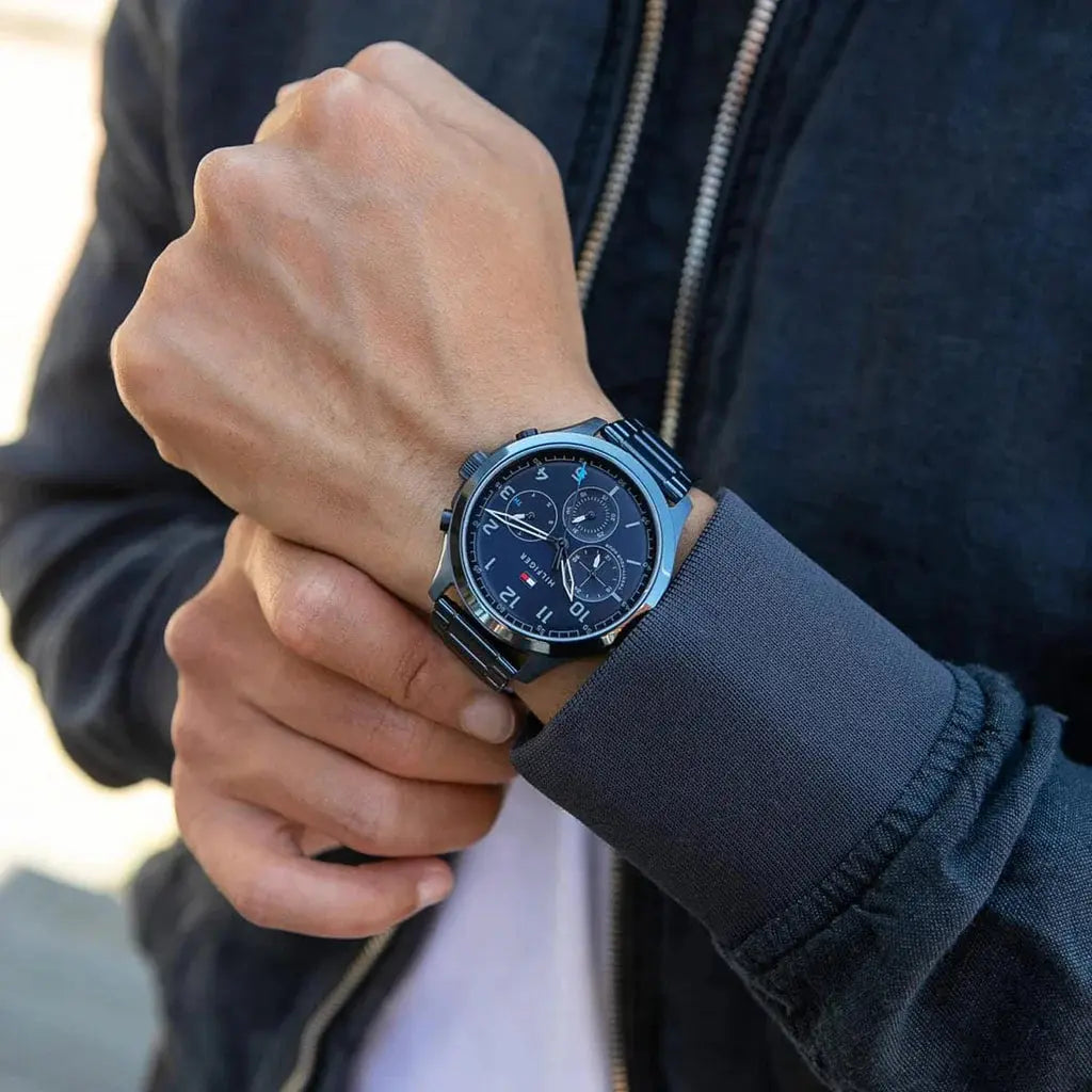 Tommy Hilfiger 1791853 Asher Chronograph Blue Dial Blue Steel Strap Watch For Men Tommy Hilfiger