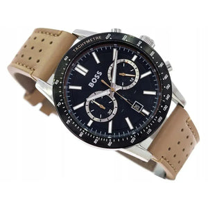 Hugo Boss 1513964 Allure Black Dial Brown Leather Strap Watch for Men Hugo Boss