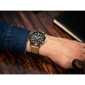 Hugo Boss 1513964 Allure Black Dial Brown Leather Strap Watch for Men Hugo Boss