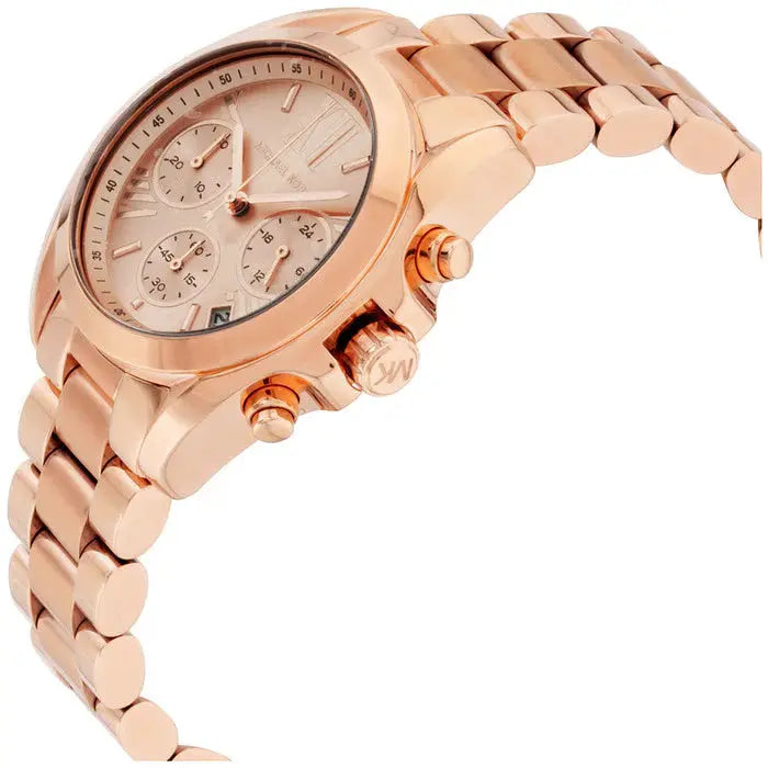 Michael Kors MK5799 Bradshaw Chronograph Rose Gold Dial Rose Gold Steel Strap Watch for Women Michael Kros