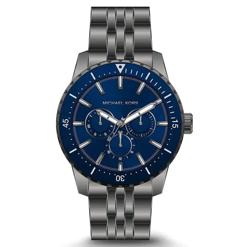 Michael Kors MK7155 Chronograph Cunningham Multifunction Blue Dial Grey Steel Strap Watch For Men Michael Kros