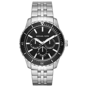 Michael Kors MK7156 Cunningham Multifunction Black Dial Silver Steel Strap Watch For Men Michael Kros