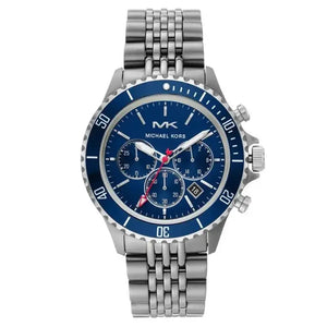 Michael Kors MK8727 Bayville Chronograph Blue Dial Grey Steel Strap Watch For Men Michael Kros