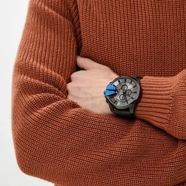 Diesel Mega DZ4500 Chief Chronograph Black Dial Black Nylon Strap Watch For Men Diesel