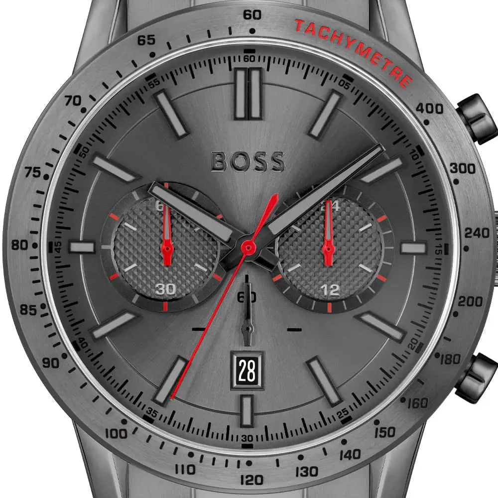 Hugo Boss 1513924 Allure Chronograph Grey Dial Grey Steel Strap Watch for Men Hugo Boss