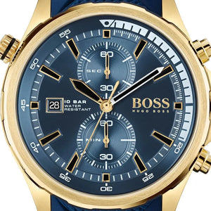 Hugo Boss 1513822 Globetrotter Blue Dial Blue Silicone Strap Watch for Men Hugo Boss