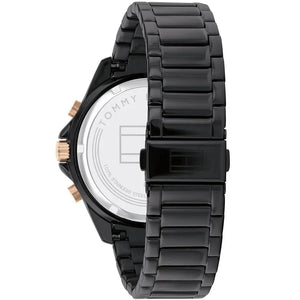 Tommy Hilfiger 1791858 Aiden Chronograph Black Dial Black Steel Strap Watch For Men Tommy Hilfiger