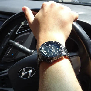 Seiko SRPD65K1 5 Sports Automatic Black Dial Black Steel Strap Watch For Men Seiko