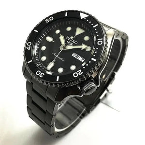 Seiko SRPD65K1 5 Sports Automatic Black Dial Black Steel Strap Watch For Men Seiko