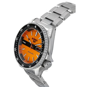 Seiko SRPK11K1 5 Sports Double Hurricane Retro Orange Dial Silver Steel Strap Watch For Men Seiko