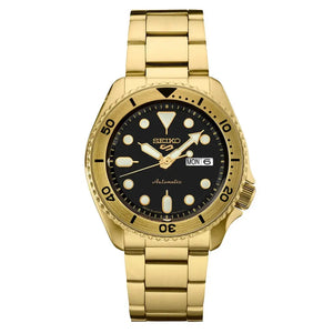 Seiko SRPK18 5 Sports Automatic Black Dial Gold Steel Strap Watch for Men Seiko