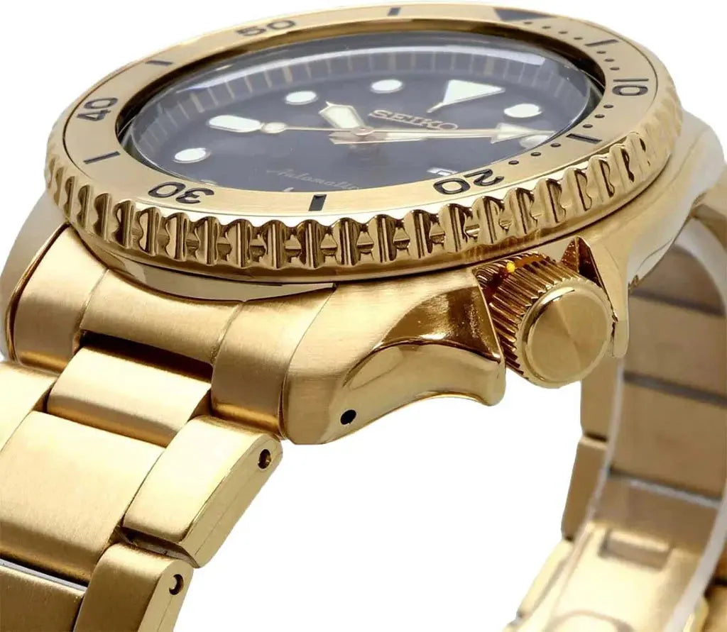 Seiko SRPK18 5 Sports Automatic Black Dial Gold Steel Strap Watch for Men Seiko