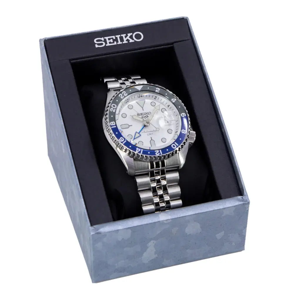 Seiko SRPE77K1 5 Sports Automatic Blue Dial Milanese Bracelet Day Date Watch Seiko
