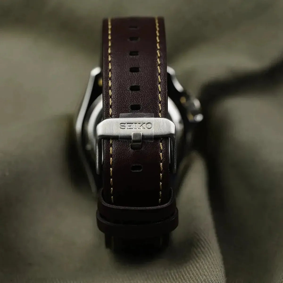 Seiko SSK036K1 5 Sports SKX GMT Automatic Mocha Black Dial Brown Leather Strap Watch For Men Seiko