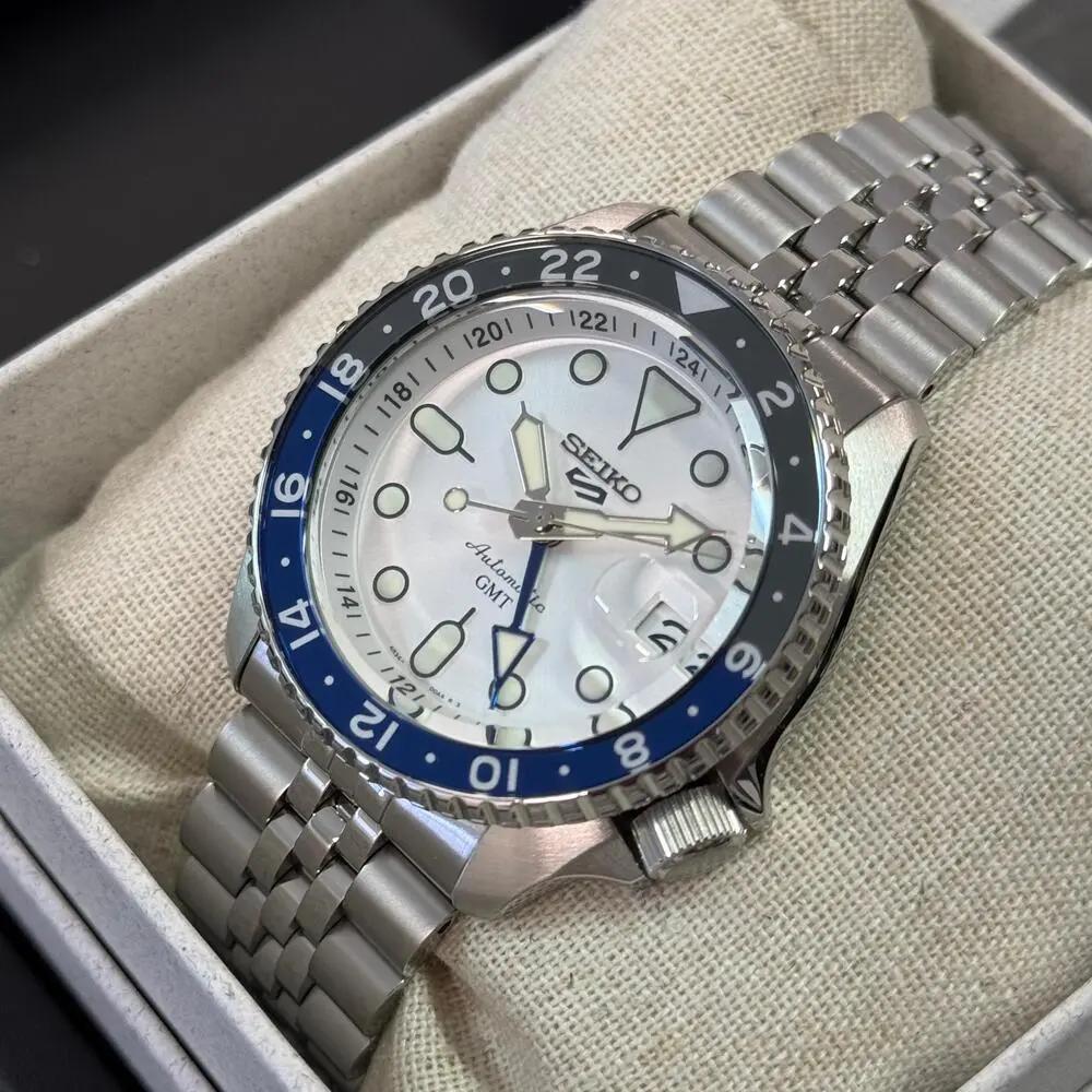 Seiko SRPE77K1 5 Sports Automatic Blue Dial Milanese Bracelet Day Date Watch Seiko