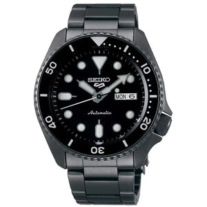 Seiko SRPD65K1 5 Sports Automatic Black Dial Black Steel Strap Watch For Men Seiko
