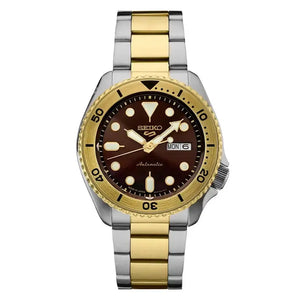 Seiko SRPK24 5 Sports Automatic Brown Dial Two Tone Steel Men’s Watch Seiko