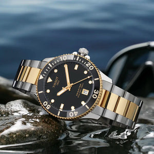 Tissot T120.410.22.051.00 Seastar 1000 Black Dial Two Tone Steel Strap Watch For Men Tissot