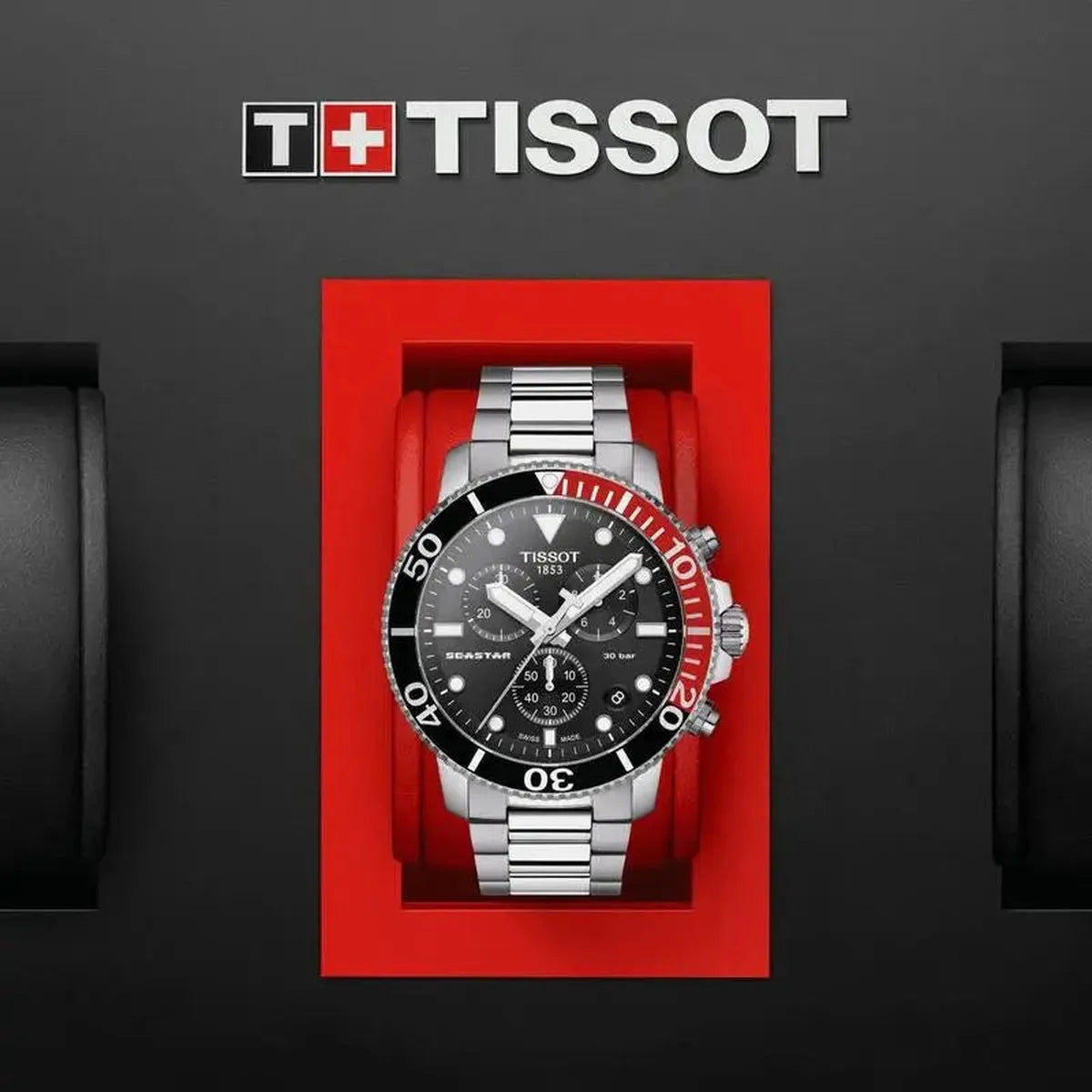 Tissot T120.417.11.051.01 Seastar 1000 Chronograph Black Dial Silver Steel Strap Watch For Men Tissot