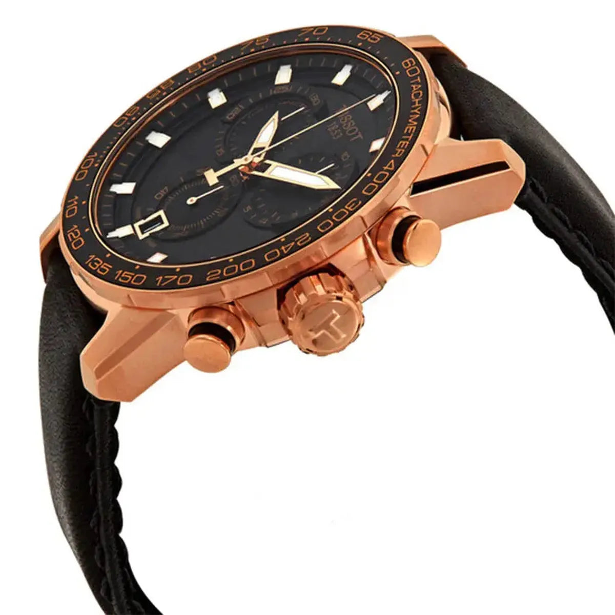 Tissot T125.617.36.051.00 Supersport Chrono Black Dial Black Leather Strap Watch for Men Tissot