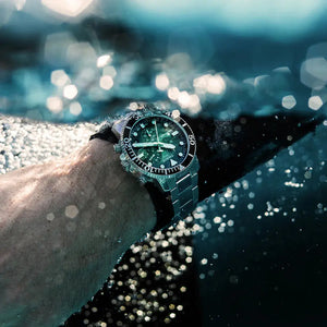 Tissot T120.417.11.091.00 Seastar 1000 Chronograph Green Dial Silver Mesh Bracelet Watch For Men Tissot