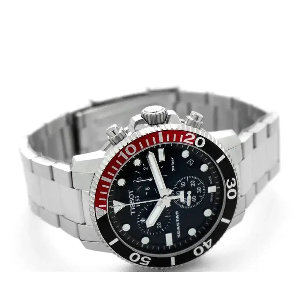 Tissot T120.417.11.051.01 Seastar 1000 Chronograph Black Dial Silver Steel Strap Watch For Men Tissot