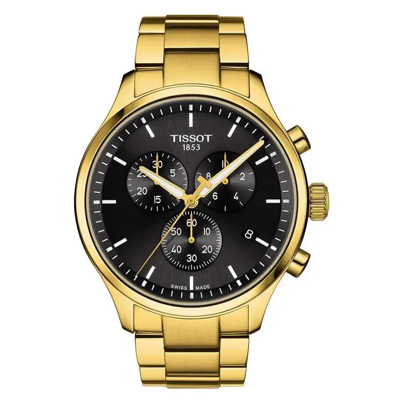 Tissot T116.617.33.051.00 Chrono XL Classic Black Dial Gold Steel Strap Watch for Men Tissot