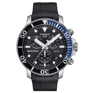 Tissot T120.417.17.051.02 Seastar 1000 Chronograph Black Dial Black Rubber Strap Watch For Men Tissot