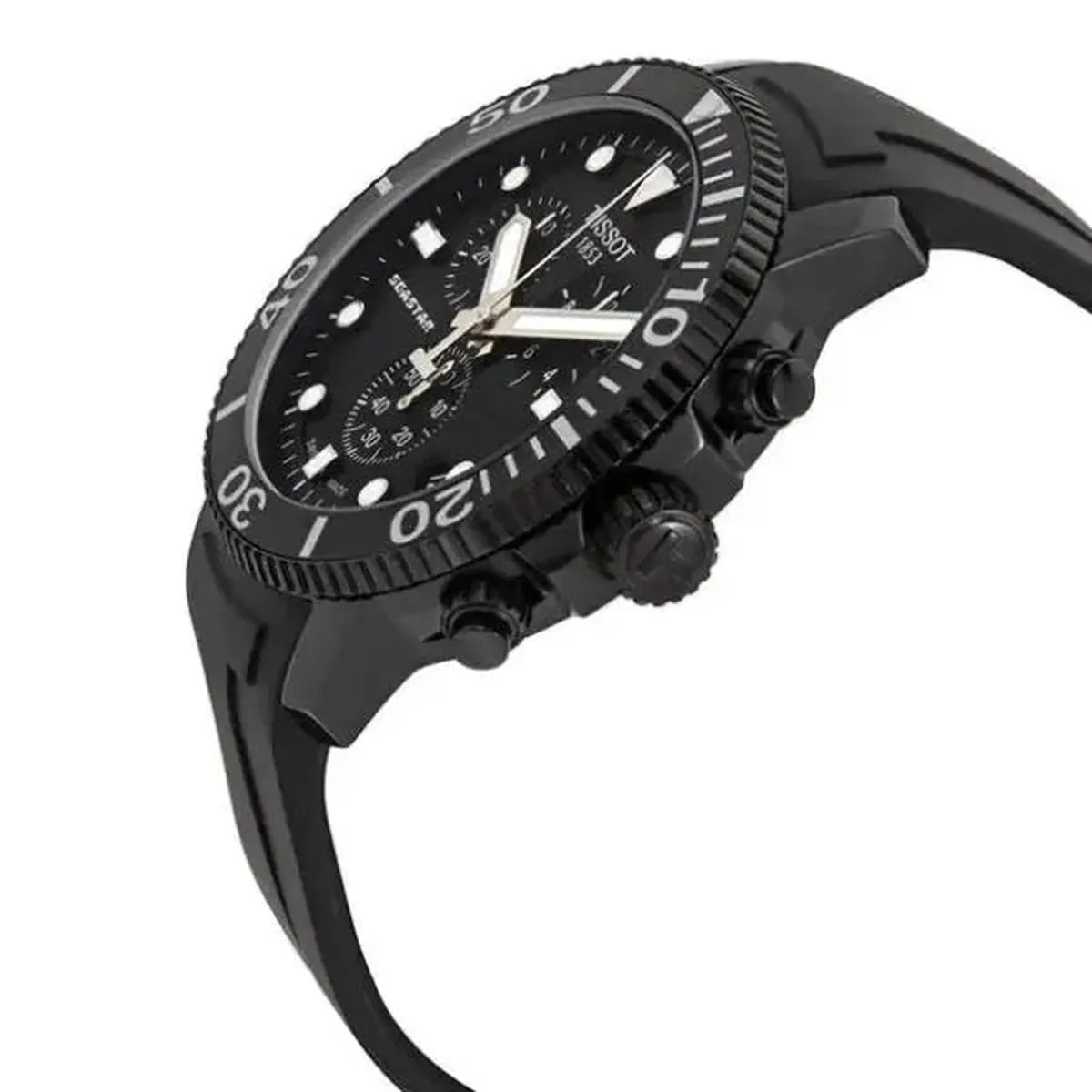 Tissot T120.417.37.051.02 Seastar 1000 Chronograph Black Dial Black Rubber Strap Watch For Men Tissot