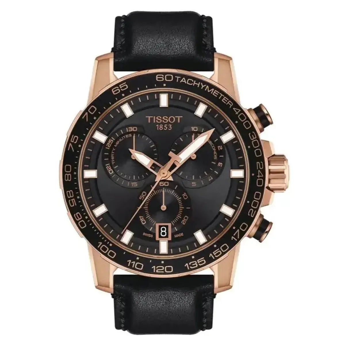 Tissot T125.617.36.051.00 Supersport Chrono Black Dial Black Leather Strap Watch for Men Tissot
