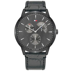 Tommy Hilfiger 1710388 Brad Chronograph Quartz Grey Dial Grey Leather Strap Watch For Men Tommy Hilfiger