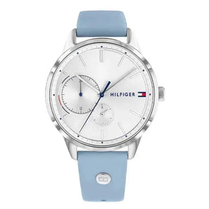 Tommy Hilfiger 1782023 Brooke Silver Dial Blue Leather Strap Watch for Women Tommy Hilfiger