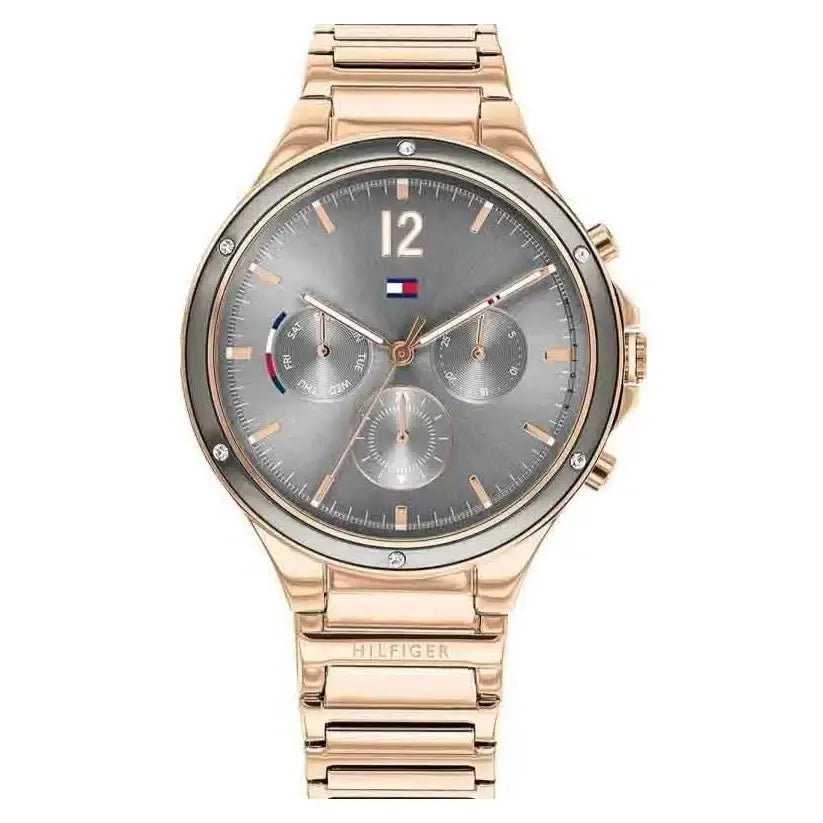 Tommy Hilfiger 1782277 Eve Chronograph Quartz Grey Dial Rose Gold Steel Strap Watch For Women Tommy Hilfiger