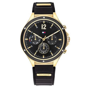 Tommy Hilfiger 1782282 Eve Chronograph Quartz Black Dial Black Silicone Strap Watch For Women Tommy Hilfiger