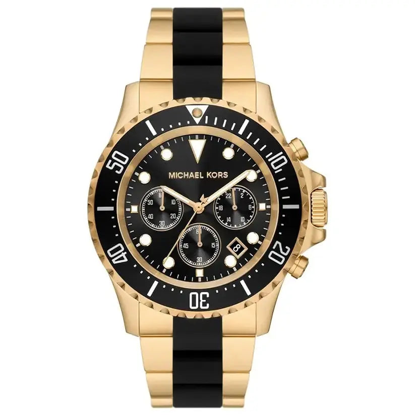 Michael Kors MK8979 Everest Chronograph Black Dial Two Tone Steel Strap Watch For Men Michael Kros