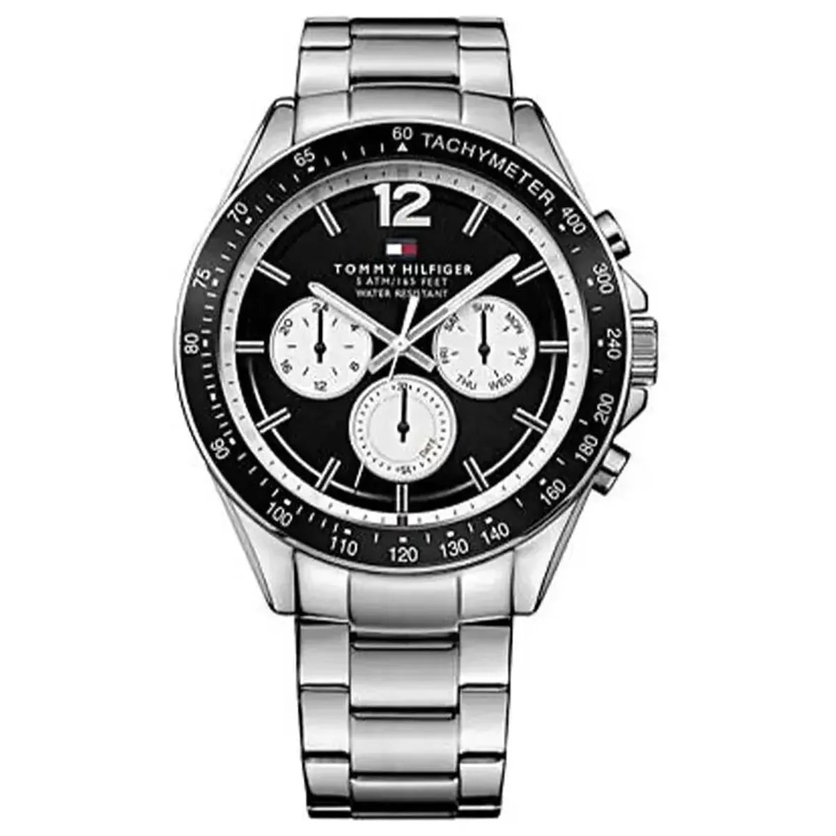 Tommy Hilfiger 1791120 Luke Quartz Black Dial Silver Steel Strap Watch for Men Tommy Hilfiger
