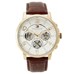Tommy Hilfiger 1791291  Keagan Quartz Silver Dial Brown Leather Strap Watch for Men Tommy Hilfiger