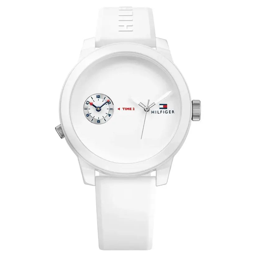 Tommy Hilfiger 1791324 Denim White Dial White Rubber Strap Watch for Men Tommy Hilfiger