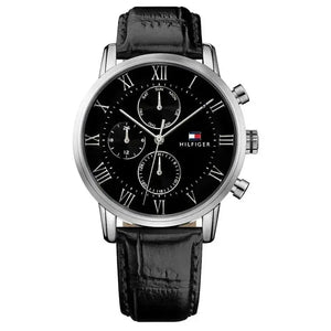Tommy Hilfiger 1791401 Kane Quartz Black Dial Black Leather Strap Watch for Men Tommy Hilfiger