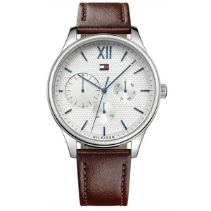 Tommy Hilfiger 1791418 Damon Quartz White Dial Brown Leather Strap Watch for Men Tommy Hilfiger