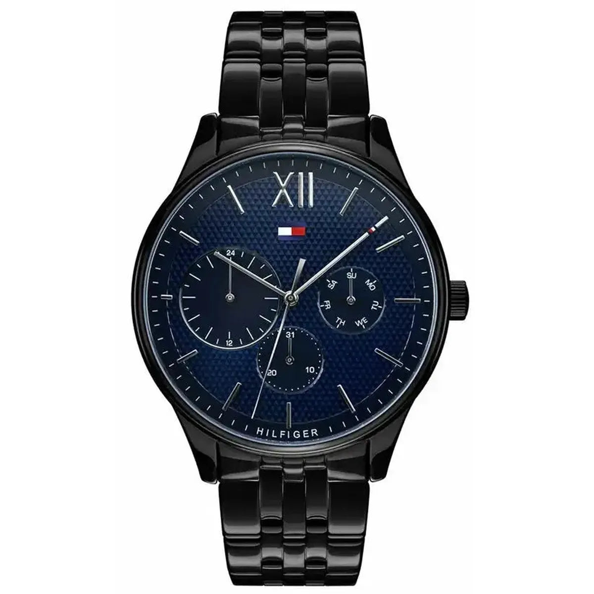 Tommy Hilfiger 1791454 Damon Quartz Chronograph Blue Dial Black Steel Strap Watch for Men Tommy Hilfiger