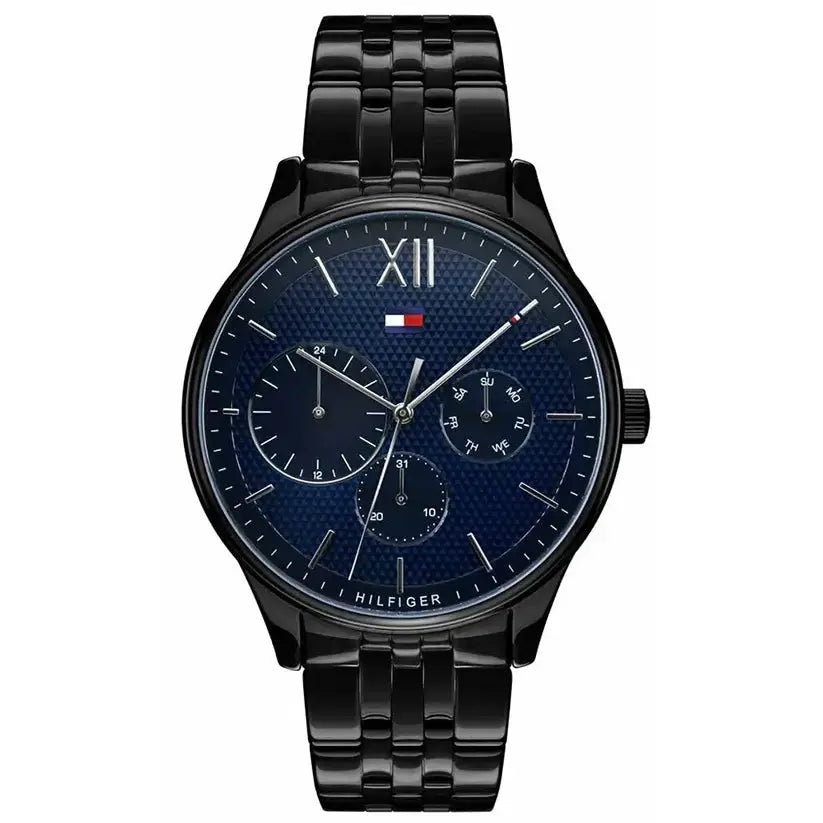 Tommy Hilfiger 1791454 Damon Quartz Chronograph Blue Dial Black Steel Strap Watch for Men Tommy Hilfiger