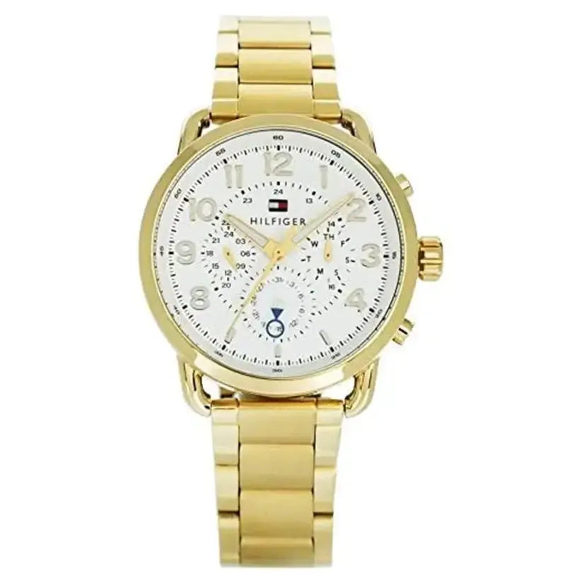Tommy Hilfiger 1791455 Quartz White Dial Gold Steel Strap Watch for Men Tommy Hilfiger