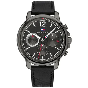 Tommy Hilfiger 1791533 London Chronograph Grey Dial Black Leather Strap Watch for Men Tommy Hilfiger