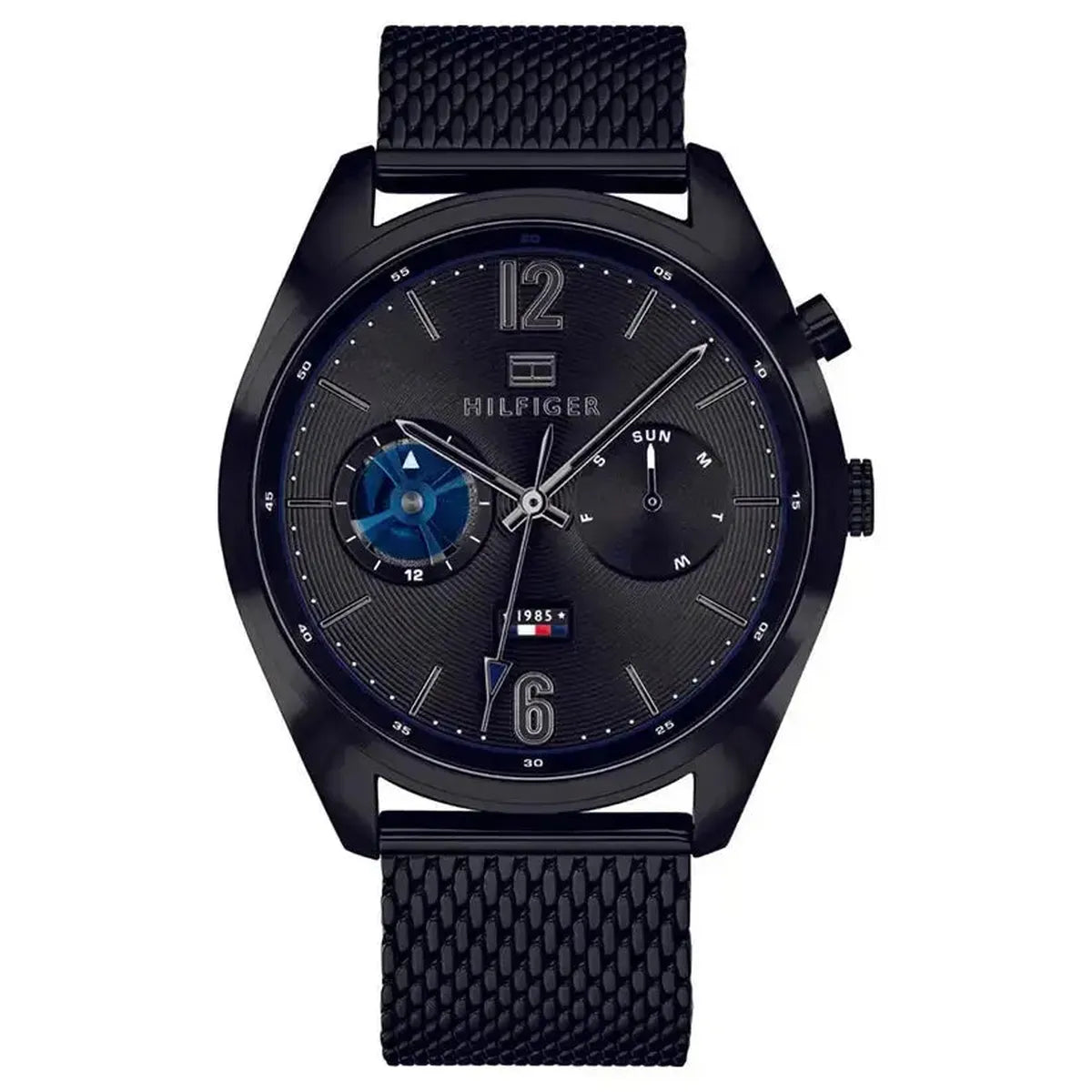 Tommy Hilfiger 1791547 Deacon Analog Black Dial Black Mesh Bracelet Watch for Men Tommy Hilfiger