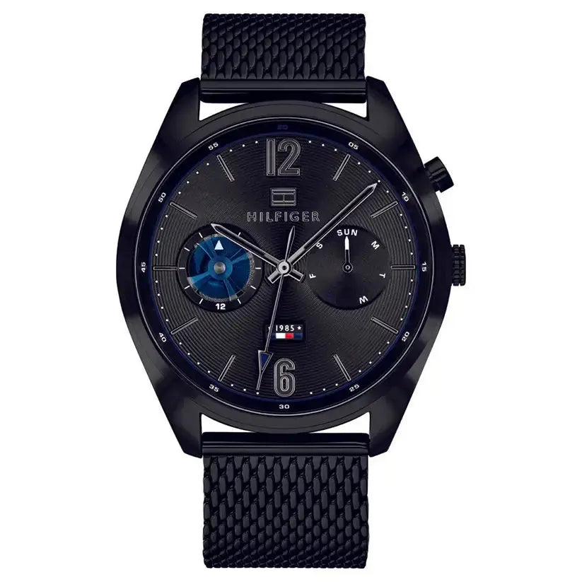 Tommy Hilfiger 1791547 Deacon Analog Black Dial Black Mesh Bracelet Watch for Men Tommy Hilfiger