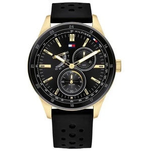 Tommy Hilfiger 1791636 Austin Black Dial Black Rubber Strap Watch for Men Tommy Hilfiger