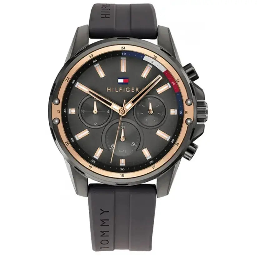 Tommy Hilfiger 1791792 Mason Black Dial Black Rubber Strap Watch for Men Tommy Hilfiger