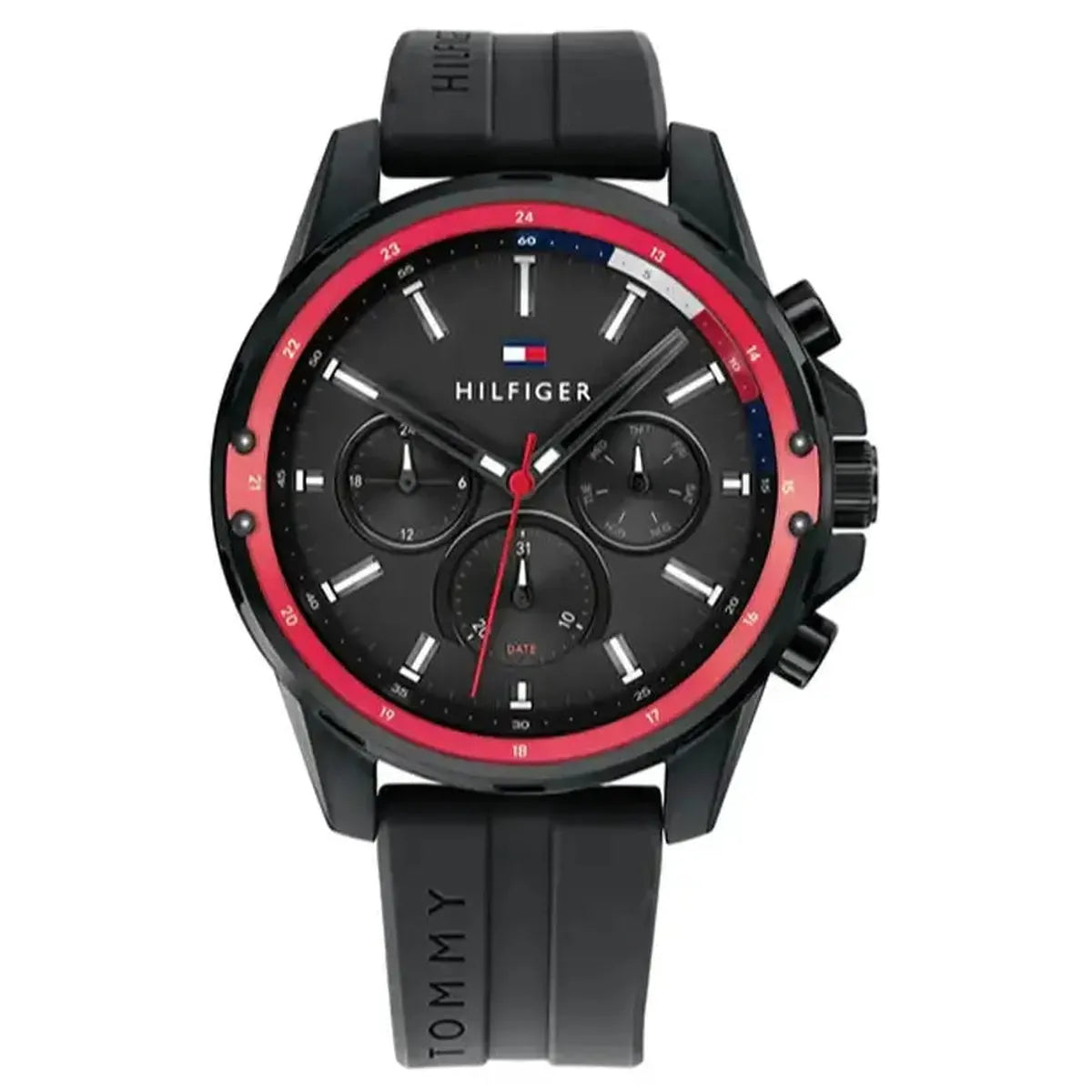 Tommy Hilfiger 1791793 Mason Black Dial Black Rubber Strap Watch for Men Tommy Hilfiger