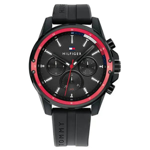 Tommy Hilfiger 1791793 Mason Black Dial Black Rubber Strap Watch for Men Tommy Hilfiger